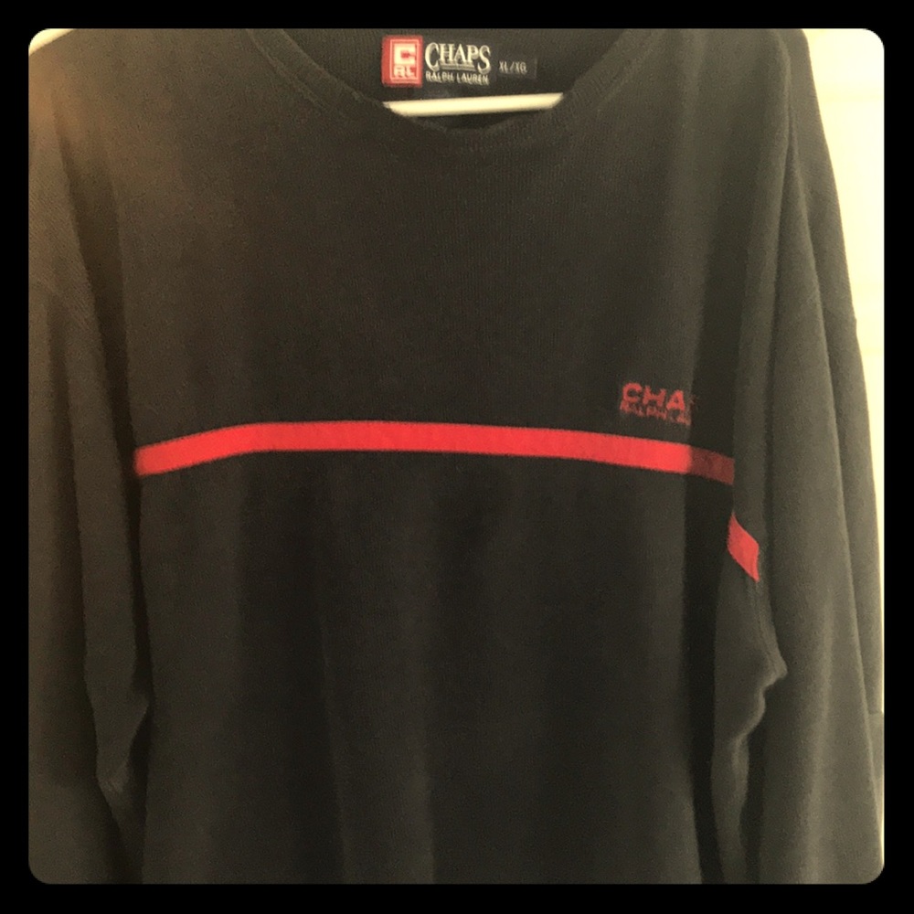Chaps men’s Pullover / black with red stripe XL